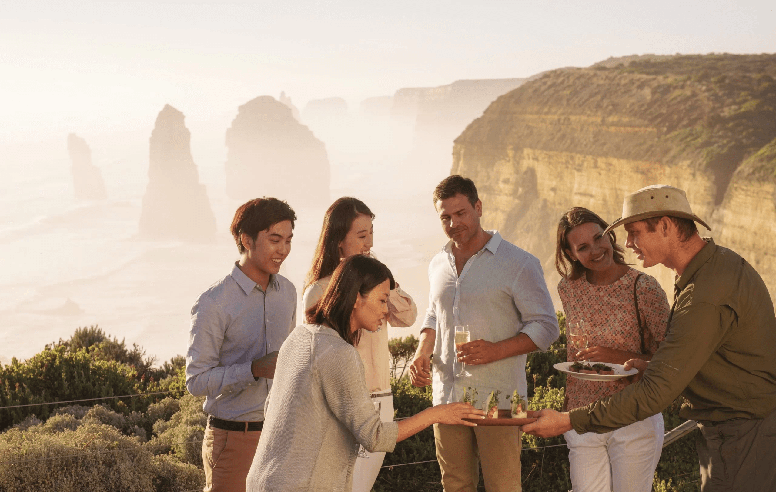 Group of travelers enjoying their experience
